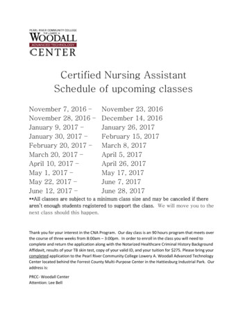Certified Nursing Assistant Schedule Of Upcoming Classes