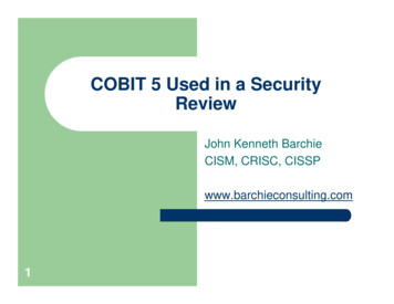 CoBIT 5 Used In An Information Security Review