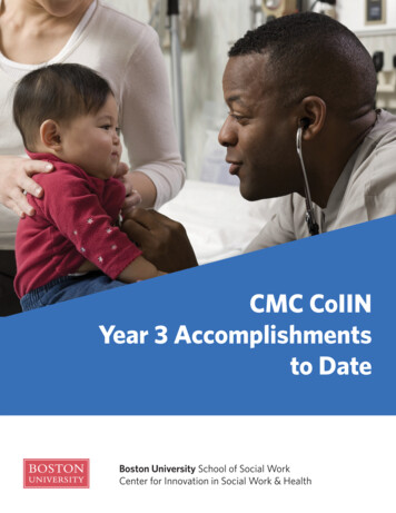 CMC CoIIN Year 3 Accomplishments To Date