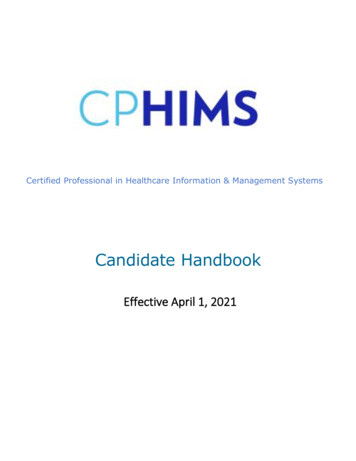 Candidate Handbook - Healthcare Information And 