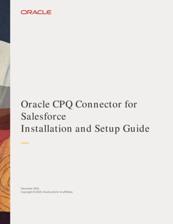 Oracle CPQ Saleforce Connector Installation And Setup Guide