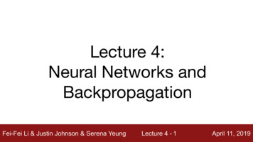 Neural Networks And Lecture 4: Backpropagation