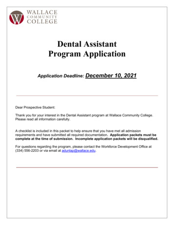 Dental Assistant Program Application - Wallace.edu