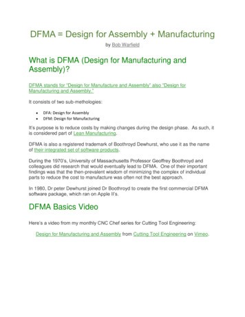 DFMA Design For Assembly Manufacturing