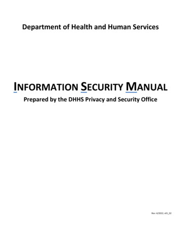 NFORMATION SECURITY ANUAL - Policies And Manuals