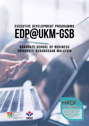 Executive Development Programmeedp@Ukm-gsb Graduate School Of Business .
