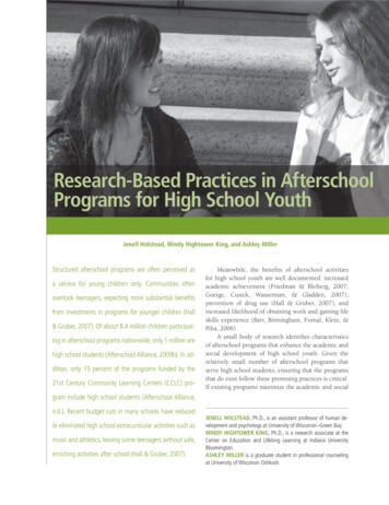 Research-Based Practices In Afterschool Programs For High School . - ERIC
