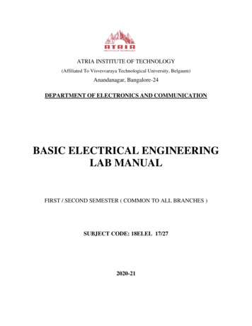 BASIC ELECTRICAL ENGINEERING LAB MANUAL