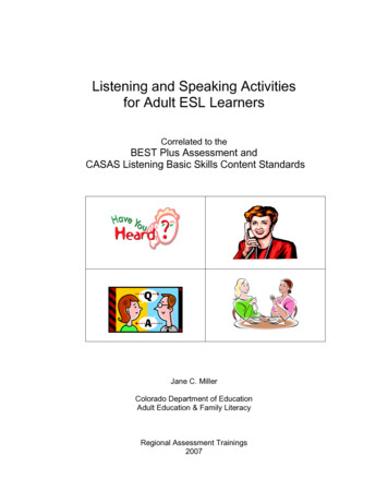Listening And Speaking Activities For Adult ESL Learners