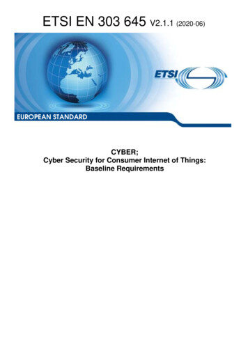 EN 303 645 - V2.1.1 - CYBER; Cyber Security For Consumer .