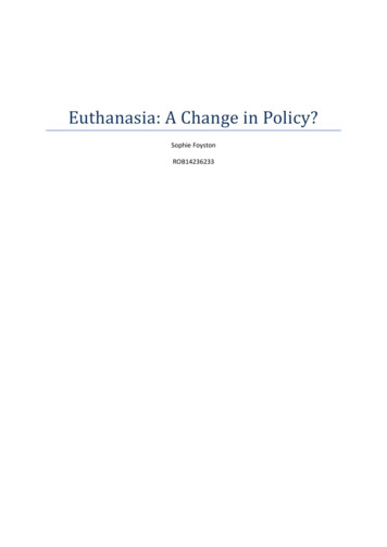 Euthanasia: A Change In Policy? - Sophie's Perception