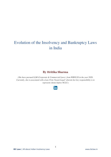 Evolution Of The Insolvency And Bankruptcy Laws In India