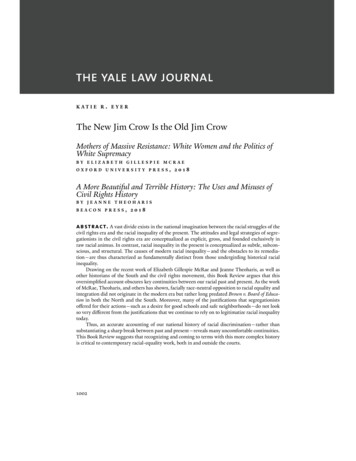 The New Jim Crow Is The Old Jim Crow - Yale Law Journal
