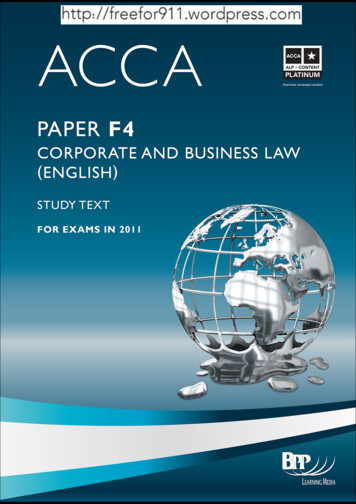 ACCA Paper F4 Corporate And Business Law (English) Study .