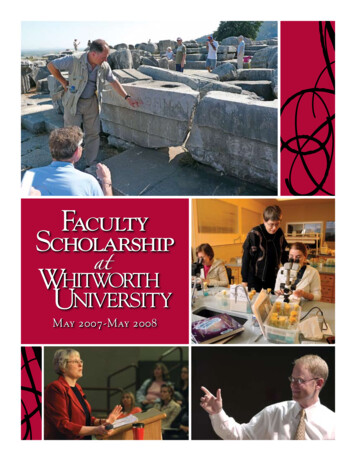 Faculty Scholarship At - Whitworth University