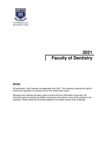 2021 Faculty Of Dentistry - UWC