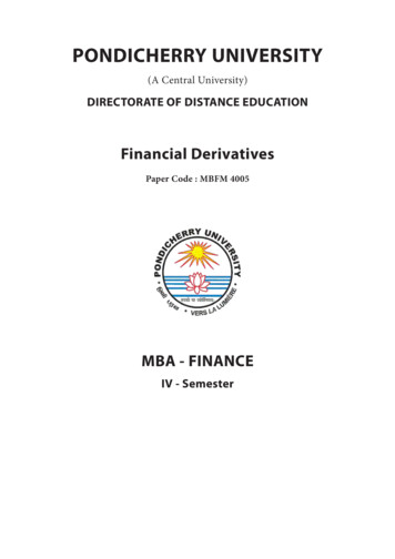 Financial Derivatives - PONDICHERRY UNIVERSITY