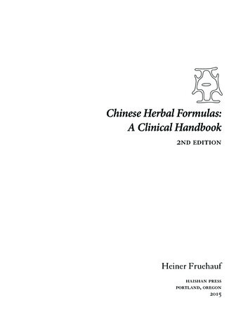 Chinese Herbal Formulas: A Clinical Handbook