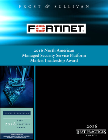 2016 North American Managed Security Service Platform Market Leadership .