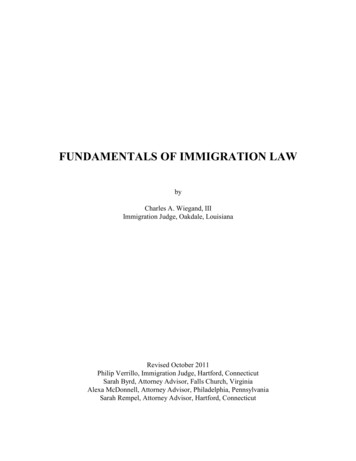 FUNDAMENTALS OF IMMIGRATION LAW