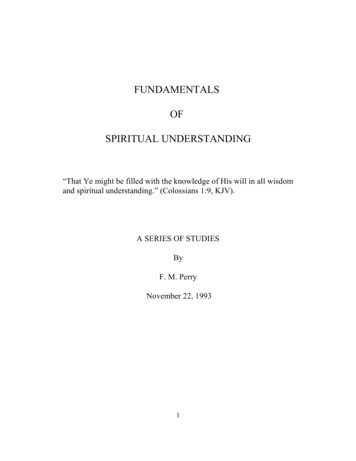 FUNDAMENTALS OF SPIRITUAL UNDERSTANDING