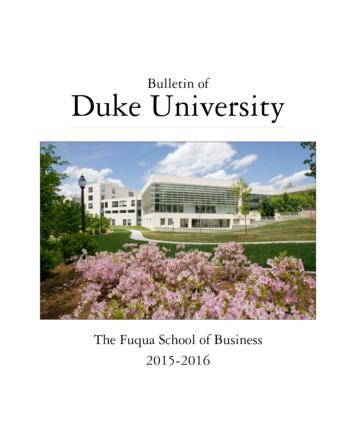 2015-16 Duke University Fuqua School Of Business Bulletin