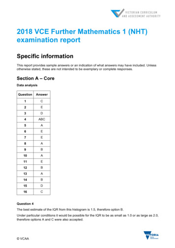 2018 VCE Further Mathematics 1 (NHT) Examination Report