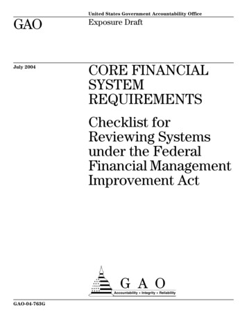 GAO-04-763G Core Financial System Requirements: Checklist For Reviewing .