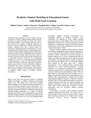Predictive Student Modeling In Educational Games With .
