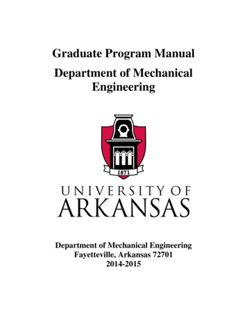 Graduate Program Manual Department Of Mechanical Engineering