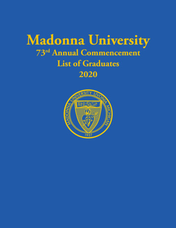 Madonna University 73rd Annual Commencement List Of Graduates