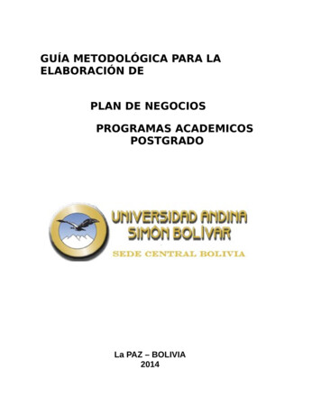 Guía Metodológica Para La Elaboración De Plan De Negocios Programas .
