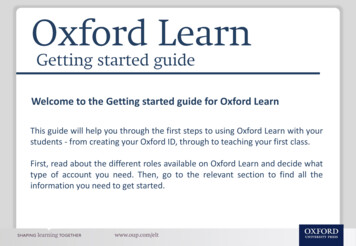 Welcome To The Getting Started Guide For Oxford Learn