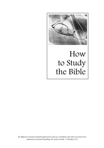 How To Study The Bible - GREATER MT ZION BIBLE COLLEGE .