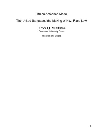 Hitler’s American Model The United States And The Making .