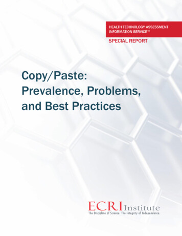 Copy/Paste: Prevalence, Problems, And Best Practices - ECRI