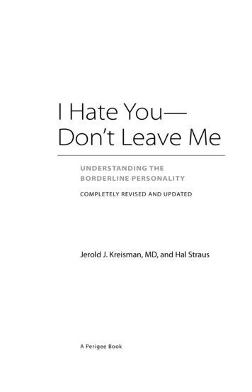 I Hate You--Don't Leave Me - WordPress 