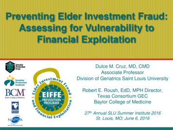 Preventing Elder Investment Fraud: Assessing For Vulnerability To .