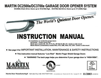 DC2500e Chain Drive: Doors Up To 10'(3100) High . - Martin Garage Doors