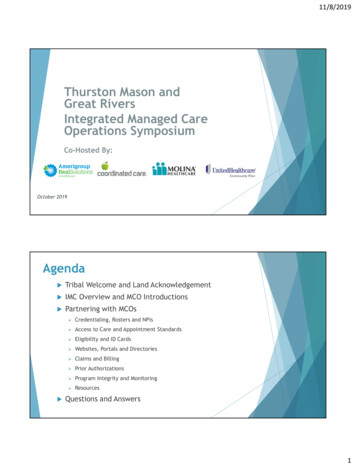 Thurston Mason And Great Rivers Integrated Managed Care .