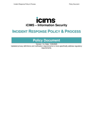 Incident Response Policy & Process - ICIMS