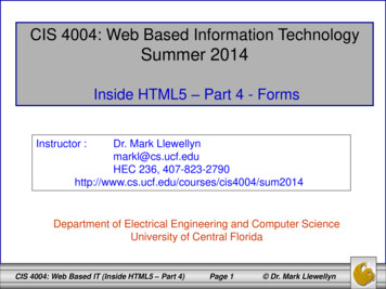 CIS 4004: Web Based Information Technology Summer 2014