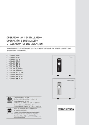 OPERATION AND INSTALLATION OPERACIÓN E . - Tankless Water Heater