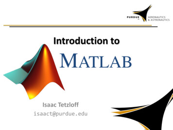 Introduction To MATLAB - Purdue University
