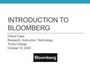 INTRODUCTION TO BLOOMBERG - Trinity College