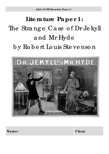The Strange Case Of Dr Jekyll And Mr Hyde By Robert Louis .