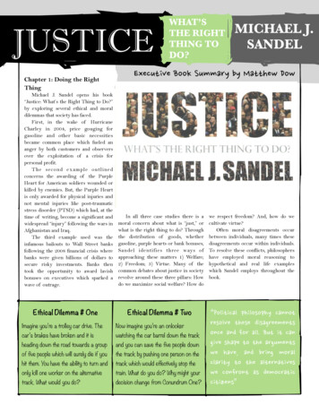WHAT’S MICHAEL J. JUSTICE THE RIGHT THING TO SANDEL 
