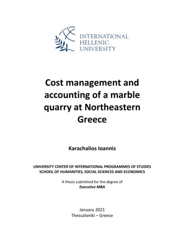 Cost Management And Accounting Of A Marble Quarry At Northeastern Greece