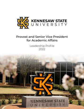 Provost And Senior Vice President For Academic Affairs