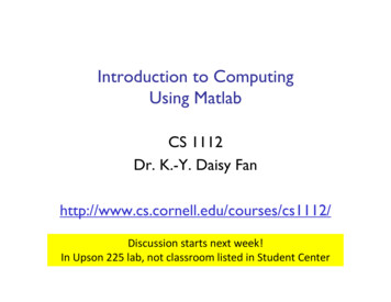 Introduction To Computing Using Matlab